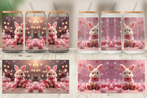 Glass Can Wrap Valentine Bunny Sublimation artnoy 