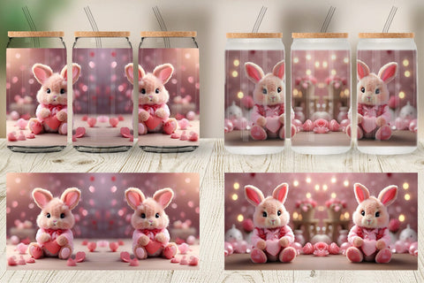 Glass Can Wrap Valentine Bunny Sublimation artnoy 