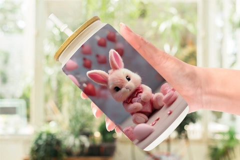 Glass Can Wrap Valentine Bunny Sublimation artnoy 