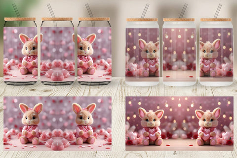 Glass Can Wrap Valentine Bunny Sublimation artnoy 