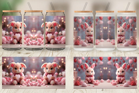 Glass Can Wrap Valentine Bunny Sublimation artnoy 