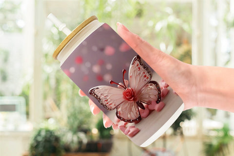 Glass Can Wrap Valentine Butterfly Sublimation artnoy 