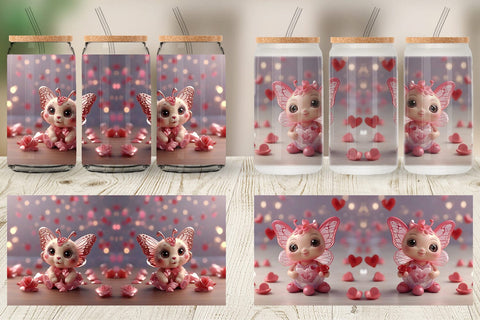 Glass Can Wrap Valentine Butterfly Sublimation artnoy 