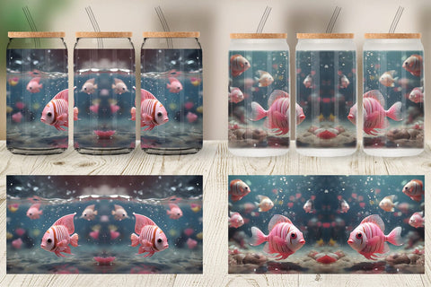Glass Can Wrap Valentine Butterflyfish Sublimation artnoy 
