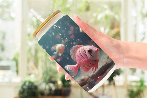 Glass Can Wrap Valentine Butterflyfish Sublimation artnoy 