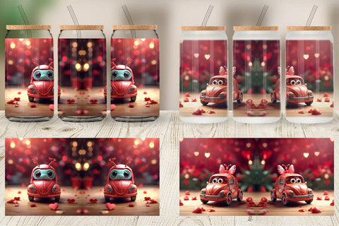 Glass Can Wrap Valentine Car Bug Sublimation artnoy 