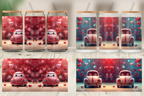 Glass Can Wrap Valentine Car Bug Sublimation artnoy 