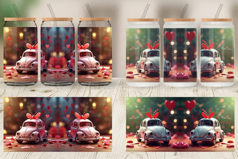 Glass Can Wrap Valentine Car Bug Sublimation artnoy 