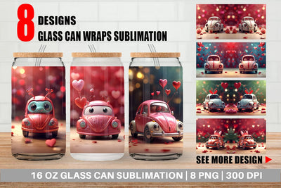 Glass Can Wrap Valentine Car Bug Sublimation artnoy 