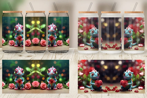 Glass Can Wrap Valentine Chameleon Sublimation artnoy 
