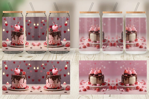 Glass Can Wrap Valentine Chocolate Cake Sublimation artnoy 
