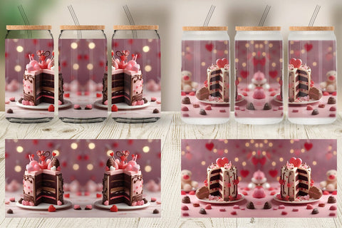 Glass Can Wrap Valentine Chocolate Cake Sublimation artnoy 