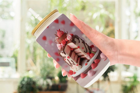 Glass Can Wrap Valentine Chocolate Cake Sublimation artnoy 