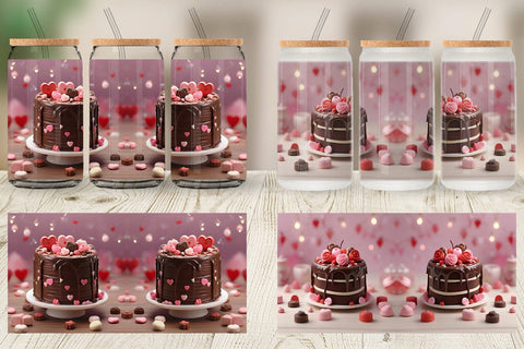 Glass Can Wrap Valentine Chocolate Cake Sublimation artnoy 
