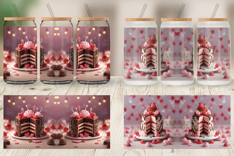 Glass Can Wrap Valentine Chocolate Cake Sublimation artnoy 