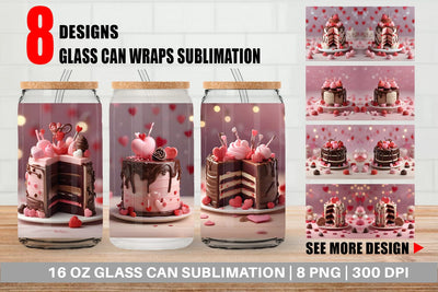 Glass Can Wrap Valentine Chocolate Cake Sublimation artnoy 