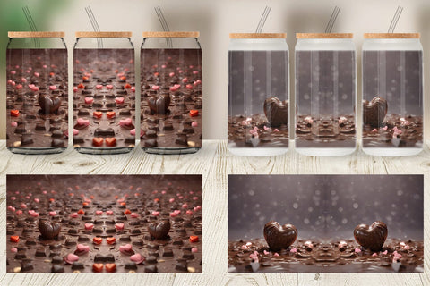 Glass Can Wrap Valentine Chocolate Heart Sublimation artnoy 