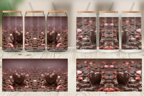 Glass Can Wrap Valentine Chocolate Heart Sublimation artnoy 