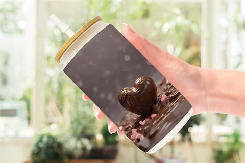 Glass Can Wrap Valentine Chocolate Heart Sublimation artnoy 
