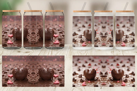 Glass Can Wrap Valentine Chocolate Heart Sublimation artnoy 