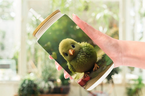 Glass Can Wrap Valentine Cute Kiwi Bird Sublimation artnoy 