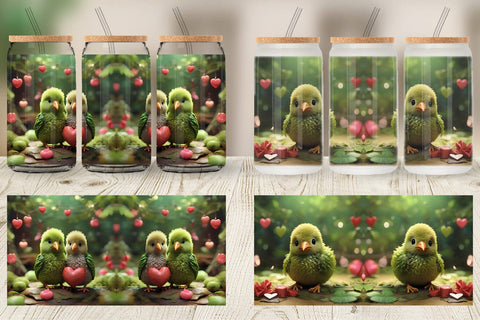 Glass Can Wrap Valentine Cute Kiwi Bird Sublimation artnoy 