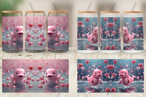 Glass Can Wrap Valentine Cute Whale Sublimation artnoy 