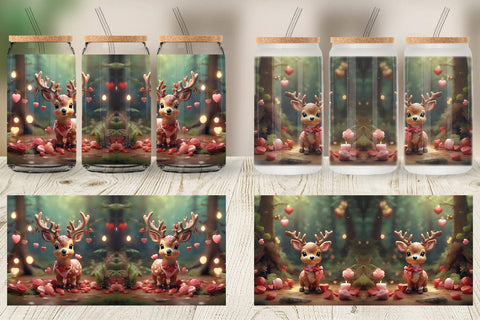 Glass Can Wrap Valentine Deer Sublimation artnoy 