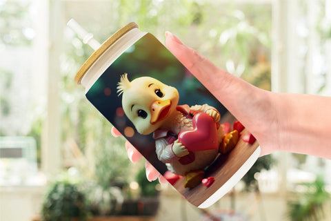Glass Can Wrap Valentine Duck Sublimation artnoy 