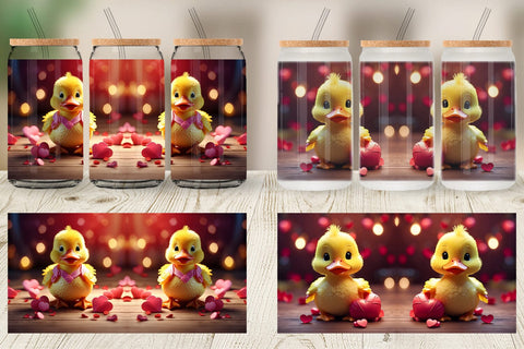 Glass Can Wrap Valentine Duck Sublimation artnoy 