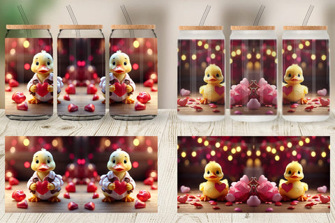 Glass Can Wrap Valentine Duck Sublimation artnoy 