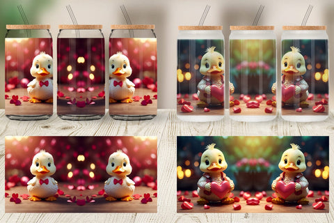 Glass Can Wrap Valentine Duck Sublimation artnoy 