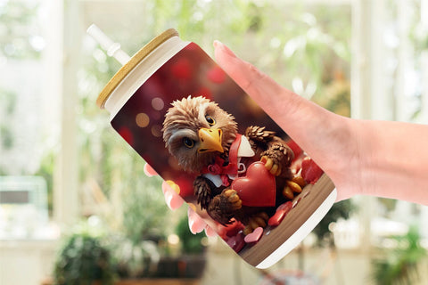 Glass Can Wrap Valentine Eagle Sublimation artnoy 