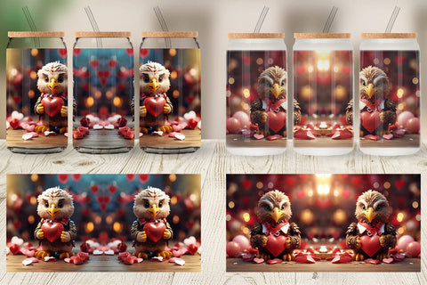 Glass Can Wrap Valentine Eagle Sublimation artnoy 
