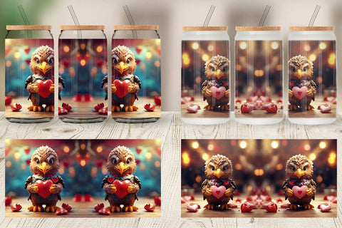 Glass Can Wrap Valentine Eagle Sublimation artnoy 