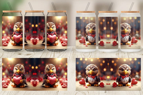 Glass Can Wrap Valentine Eagle Sublimation artnoy 