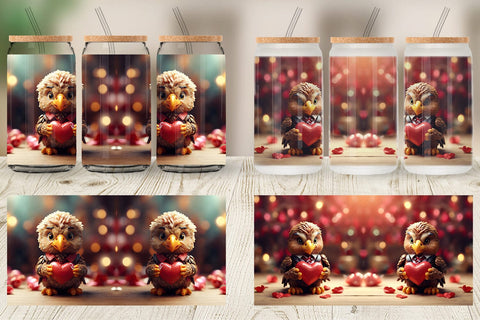 Glass Can Wrap Valentine Eagle Sublimation artnoy 