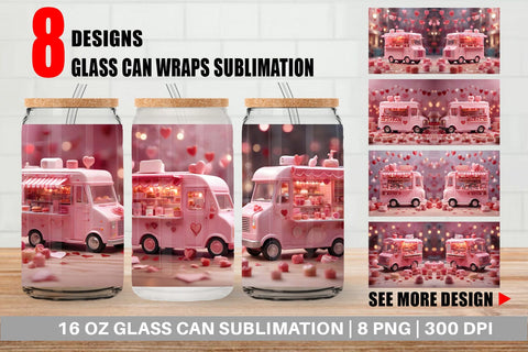 Glass Can Wrap Valentine Food Truck Sublimation artnoy 