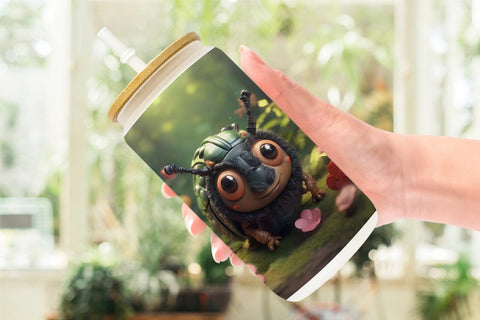 Glass Can Wrap Valentine Forest Beetle Sublimation artnoy 