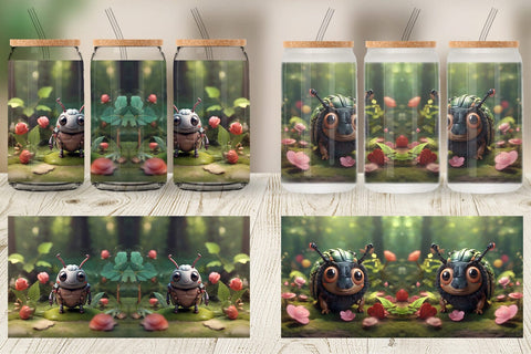Glass Can Wrap Valentine Forest Beetle Sublimation artnoy 