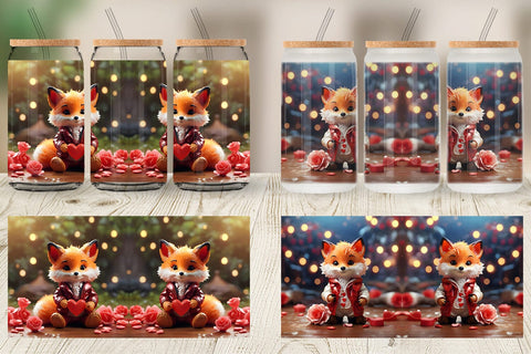Glass Can Wrap Valentine Fox Sublimation artnoy 