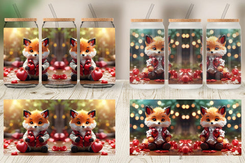 Glass Can Wrap Valentine Fox Sublimation artnoy 