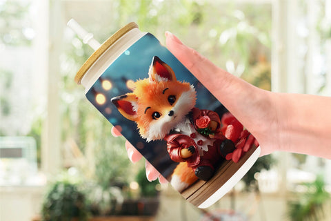 Glass Can Wrap Valentine Fox Sublimation artnoy 