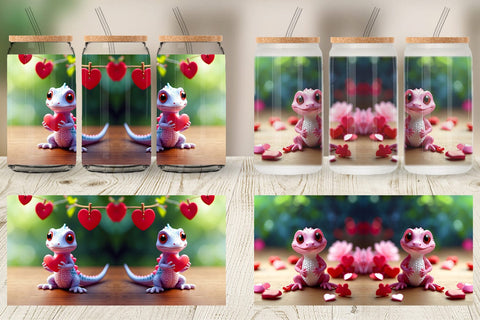 Glass Can Wrap Valentine Gecko Sublimation artnoy 