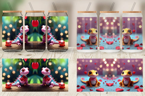 Glass Can Wrap Valentine Gecko Sublimation artnoy 