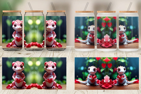 Glass Can Wrap Valentine Gecko Sublimation artnoy 