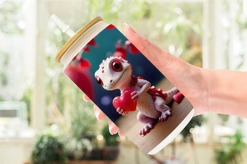 Glass Can Wrap Valentine Gecko Sublimation artnoy 