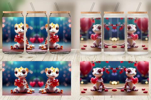 Glass Can Wrap Valentine Gecko Sublimation artnoy 