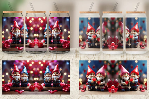 Glass Can Wrap Valentine Gnomes Sublimation artnoy 