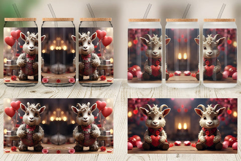 Glass Can Wrap Valentine Goat Gruff Sublimation artnoy 